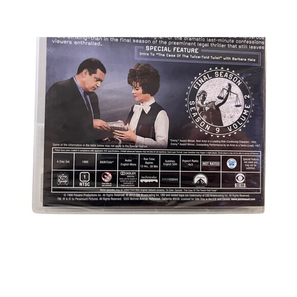 Perry Mason Final Season 9 Vol 2 DVD NEW Sealed Raymond Burr Drama Crime TV - Picture 4 of 4
